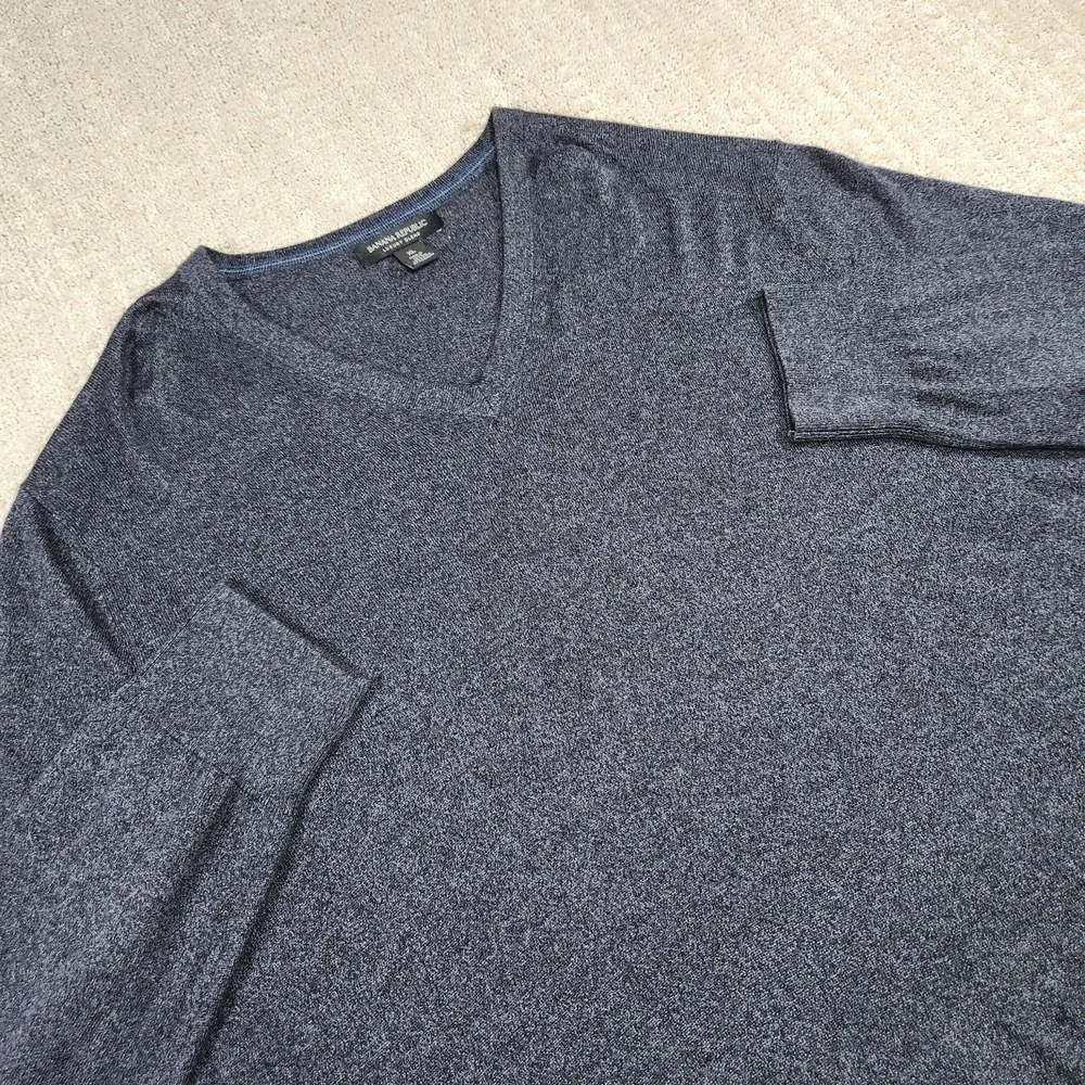 Banana Republic Sweater Men XL Silk Cashmere Luxury Blend V Neck Light Knit Gray
